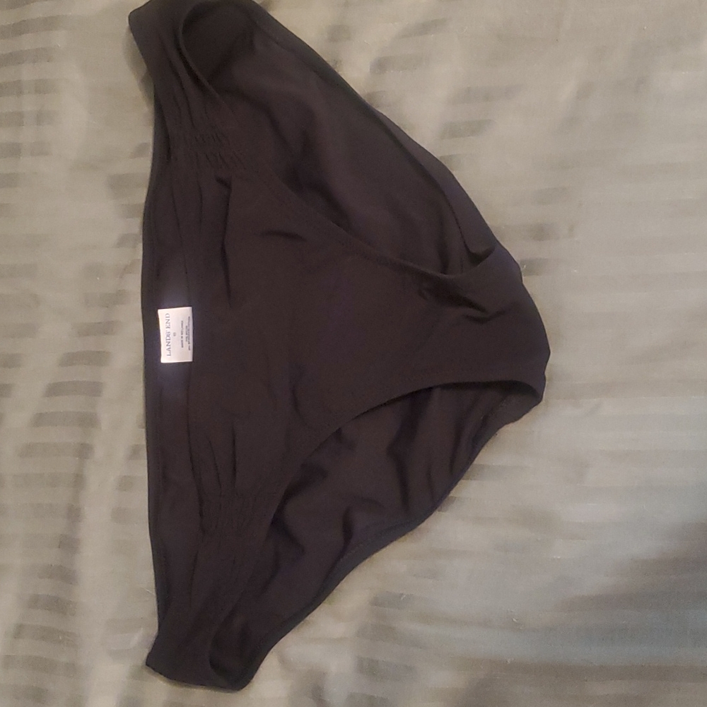 Lands End Black Rouched Bikini Bottom